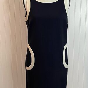 Tory Burch Blue & Ivory 53%Polyester 43%Wool Sleeveless Knee Length Dress Size 4